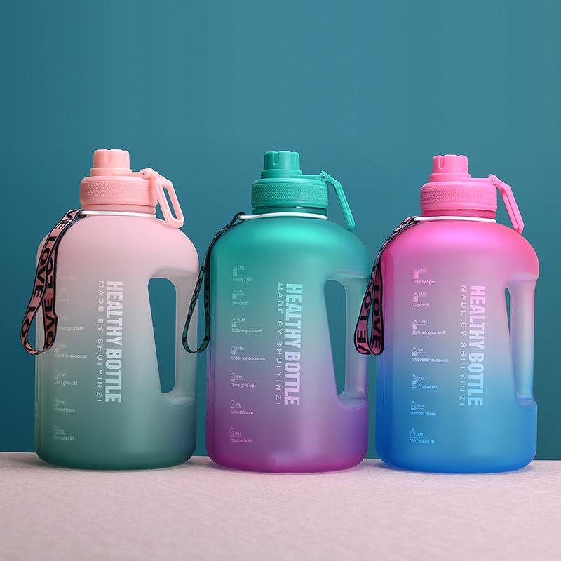2.2L Internet Celebrity Sports Water Bottle - High Capacity, Durable Plastic with Straw