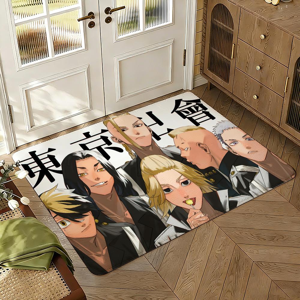 Classic Anime T-Tokyo R-Revengers Floor Mat Soft Thickened Absorbent Non-Slip Bedroom Living Room Door Mat Home Flannel Rugs