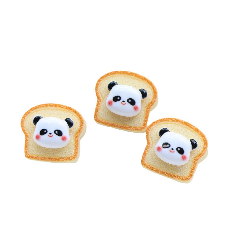 Panda Bread Toast DIY Cream Glue Cartoon Food Resin Jewelry Accessories