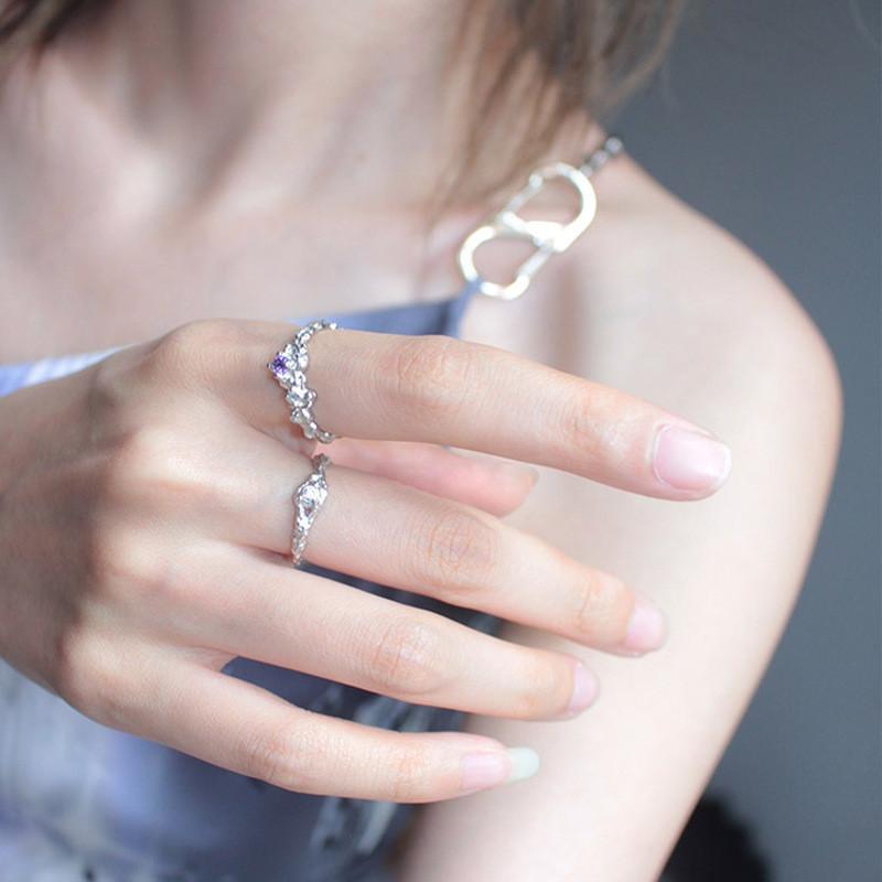 Stylish Ins Inspired Adjustable Ring With Unique Geometry And Dazzling Zirconia Detail