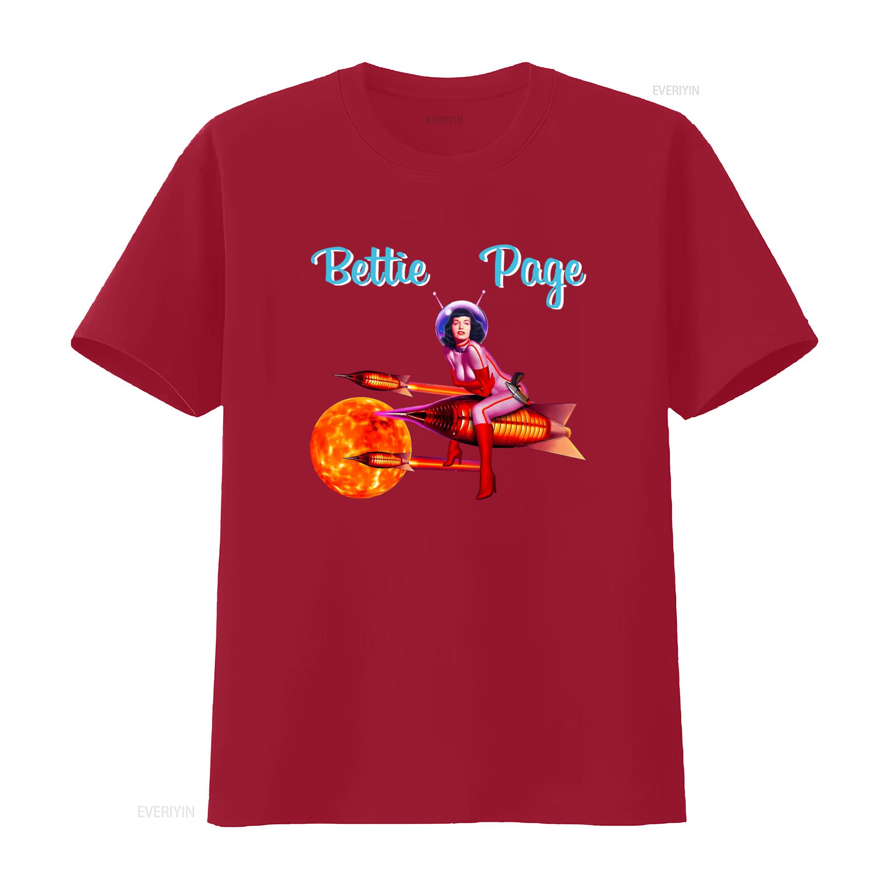 

Retro Bettie Page Space Girl T shirt Black All Sizes S 5XL vintage Washed Stylish Top For Everyday Wear Unisex Stretched homme S