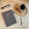 With U Handwoven Planner Cover, A5 Size, Compatible with Hobonichi Techo Cousin, with Paper Band (Natural x Cypress Bark)