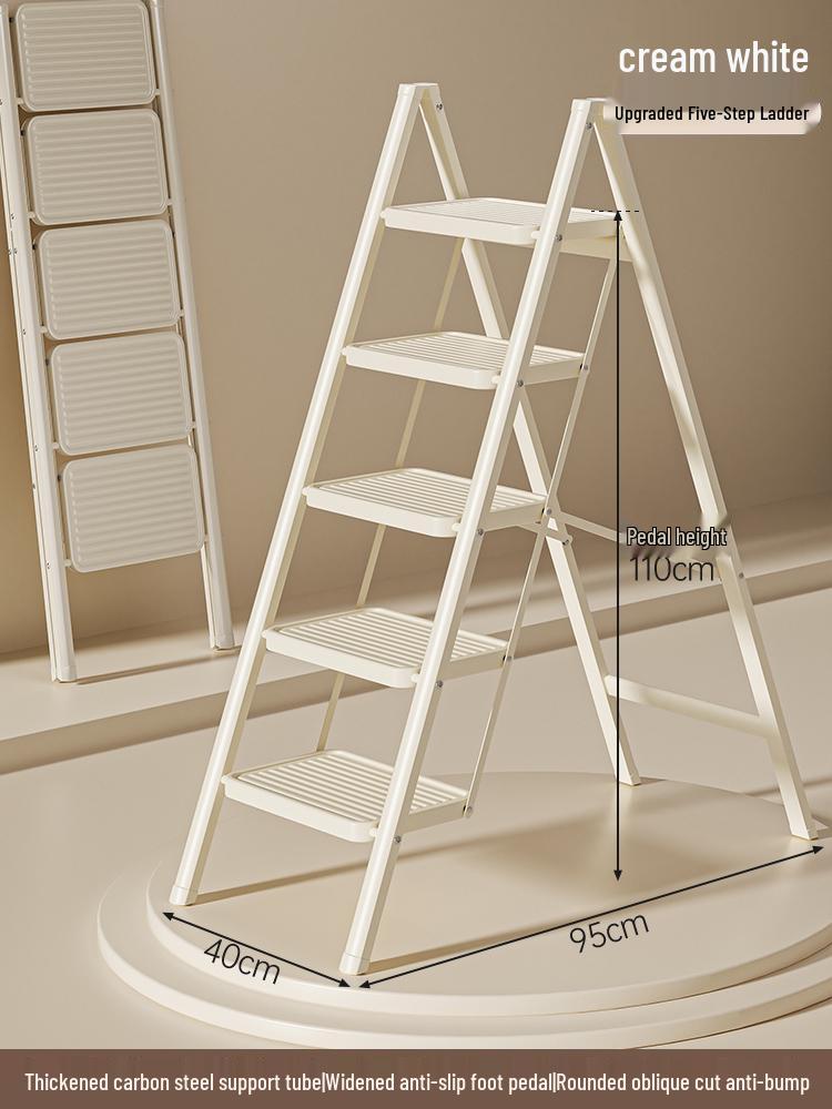 Telescopic A-Frame Folding Ladder - Indoor Multifunctional Ladder Stool with 3 or 4 Steps for Housewarming or Climbing Needs.