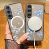 Bowknot Pattern Clear Magnetic Case For Samsung S25 S24 FE S23 Ultra S22 A56 A36 A15 A55 A35 Wireless Charge Shockproof Slim Matte Hone Cover