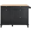 VEVOR Kitchen Island Cart, 50" Wood Top Breakfast Bar with Trash Cabinet Tilt Out 10 Gallon Storage