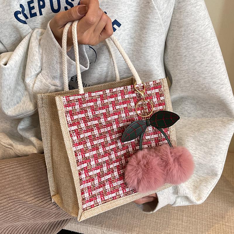 Line Bento Bag for Women Fashion Lunch Box Handbag Ins Japanese Girls Working Small Shoulder Bag