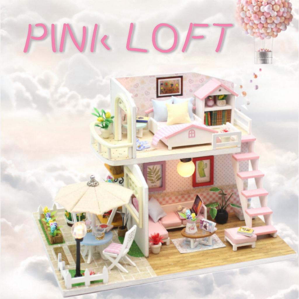 Pink Loft  DIY Miniature House Kit,  Creative Birthday Christmas Gift Assembly Model Black Friday