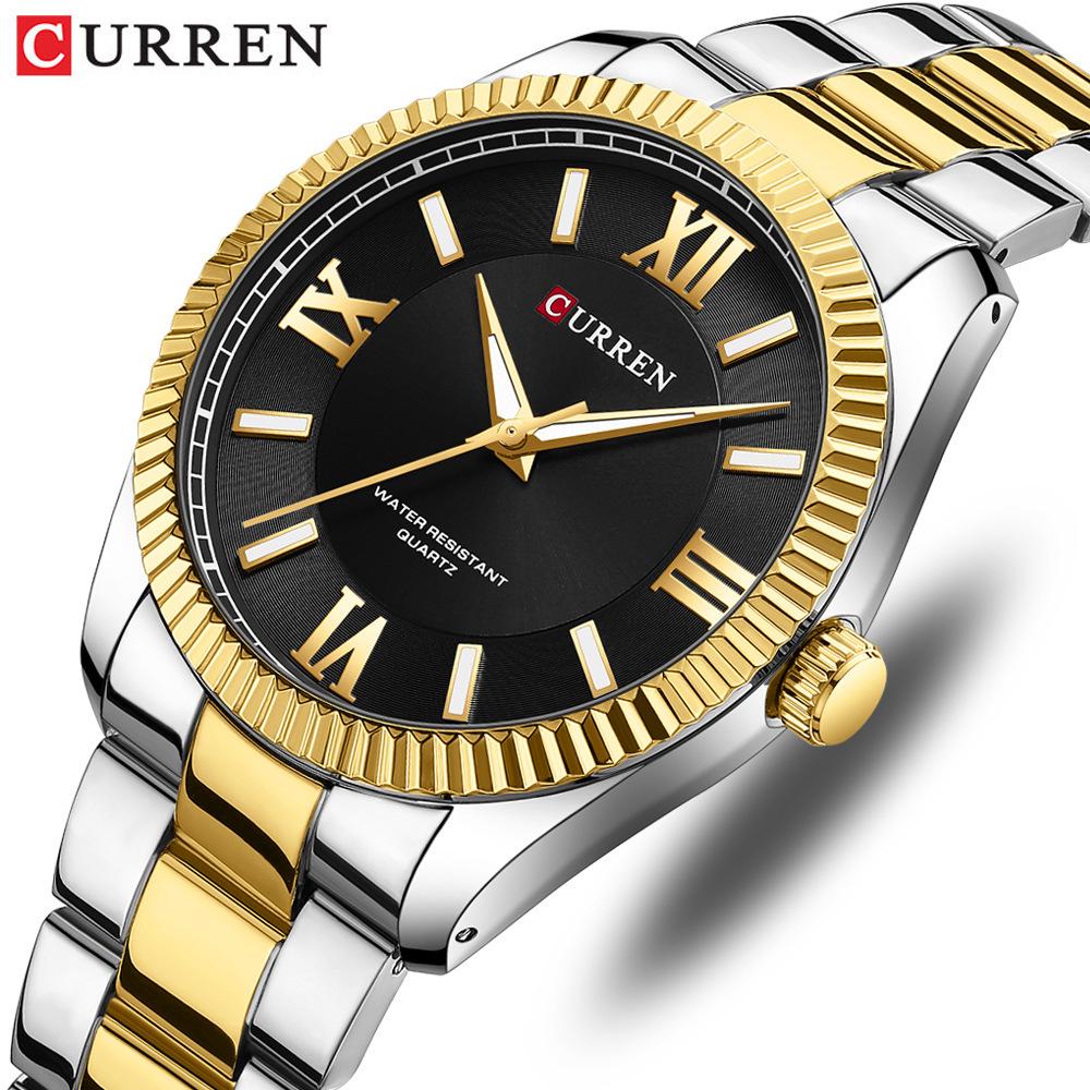 Men's CURREN 8453 Luminous Quartz Watch with Roman Numerals & Steel Band - Waterproof & Casual.