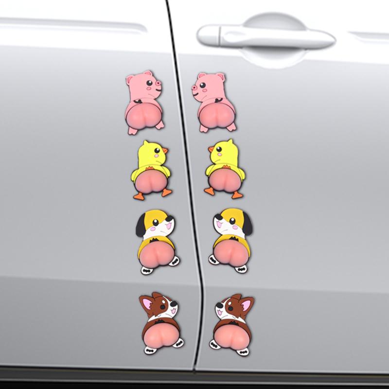 Car Door Anti-collision Stickers Silicone Cartoon Butt Rubber Strips for Auto Rearview Mirror Door Handle Bumper Decals Sticker
