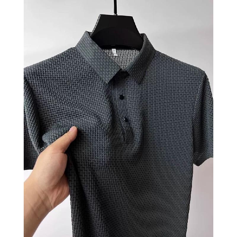 2026 solid color polo shirt, fashionable and trendy, short-sleeved t-shirt with a collar, men's summer casual slim-fit versatile collared top