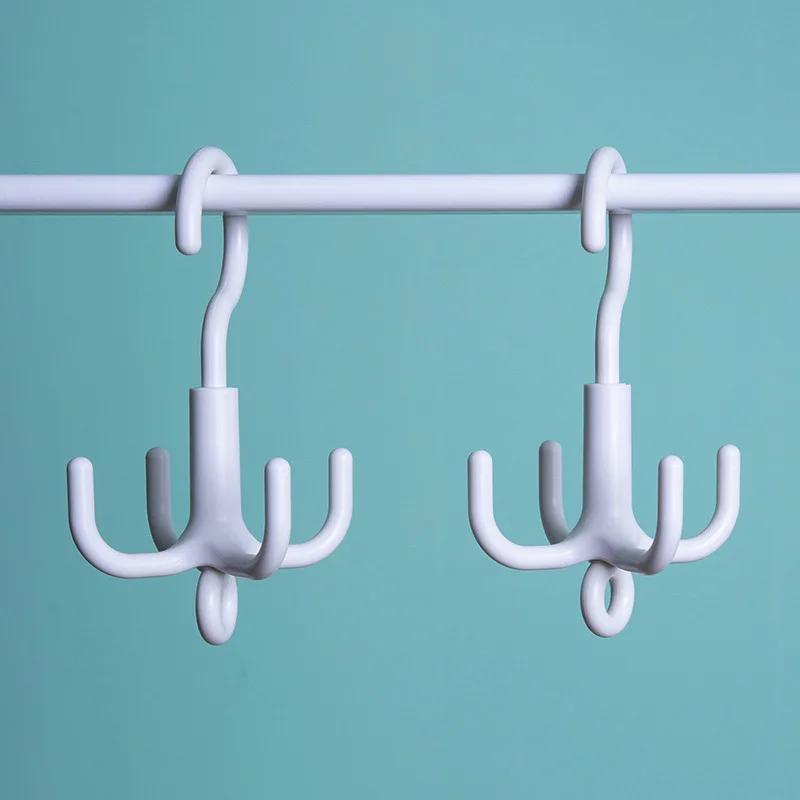 Four Claw Rotating Hook, No Punching Bag Tie Scarf Scarf Hat Hanger, 4.5kg Load-Bearing Storage Hook.