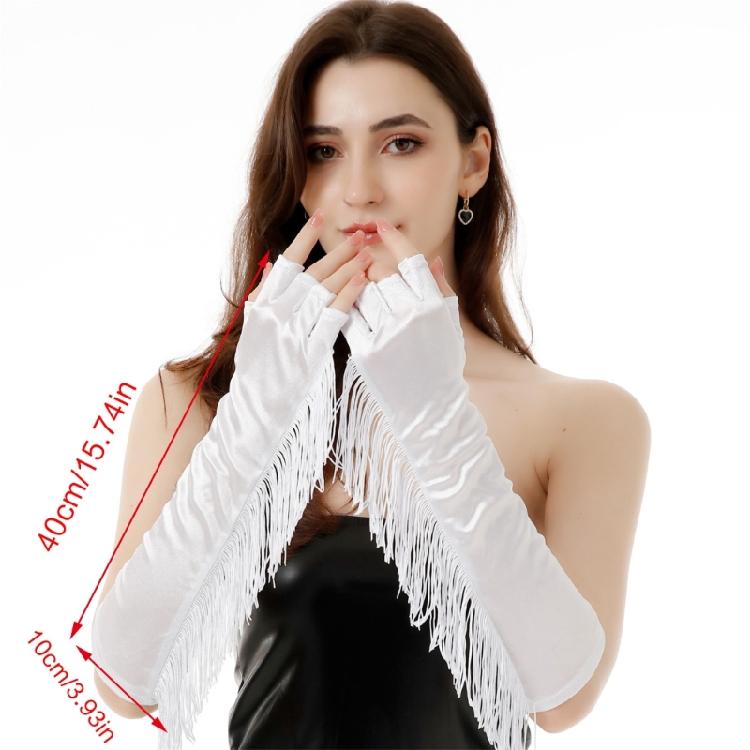 Evening Party Half Finger Gloves Long Length Fringed Gloves Club Arm Sleeves Bachelorette Party Costume Stage Gloves
