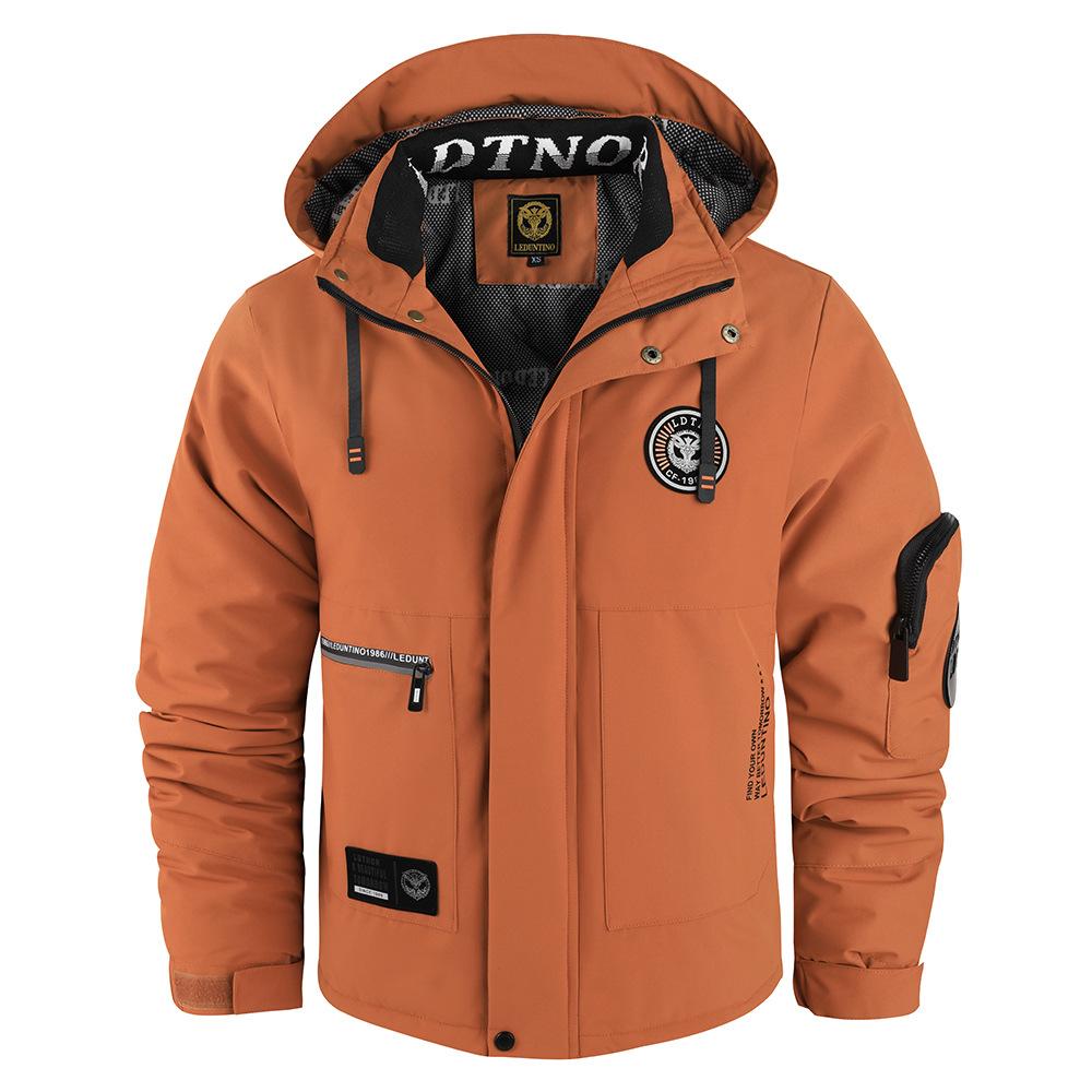 

Мужская повседневная хлопковая куртка короткая легкая удобная для переноски зимнее теплое пальто 3XL кирпич красный