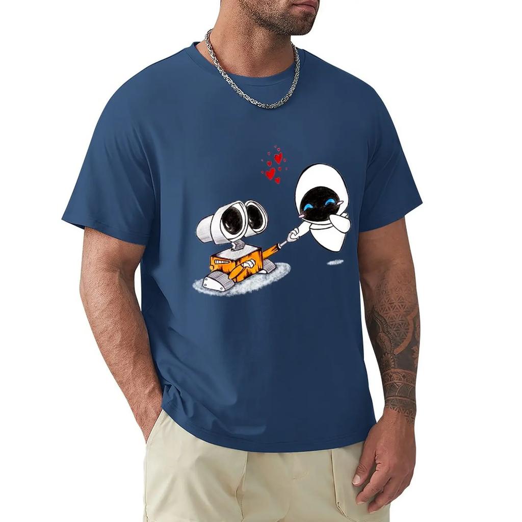 Walle Eve Pencilcolor Drawing TShirt Kawaii Clothes Vintage Clothes Mens T Shirts Casual Stylish