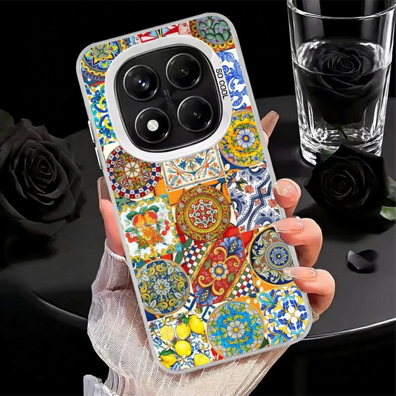 Italian Sicilian Style Floral Pattern Soft Phone Case for Xiaomi Redmi Note 13 14 15 Pro Plus 12S 12 11S 11 11T 10S 10 Shockproo