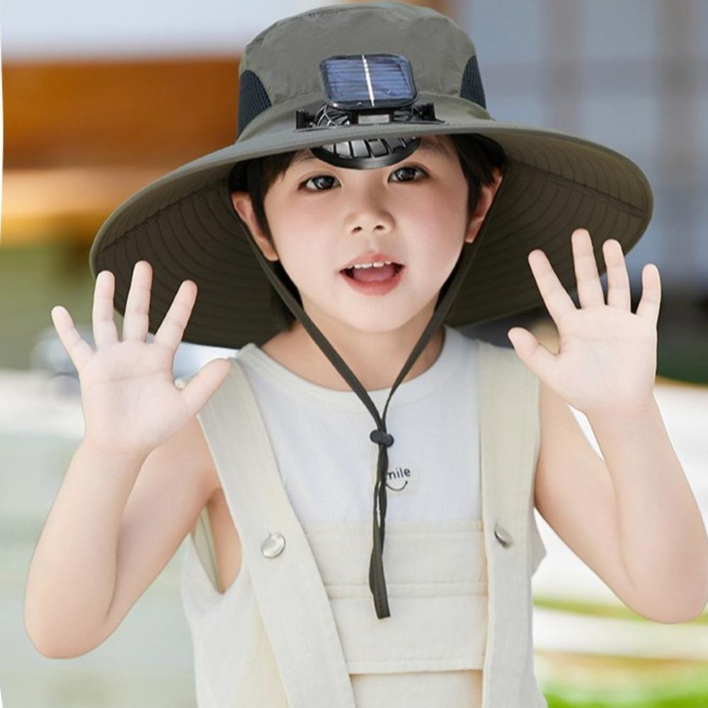 with Cooling Fan Sun Hat Wide Brim Kids Fisherman Hat New Outdoor Sunshade Hat