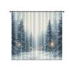 Set Of 2 Winter Christmas Snowy Forest Printed Shade Curtains Insulation Multi Size Living Room Holiday Decoration Curtain Polyester Machine Washable