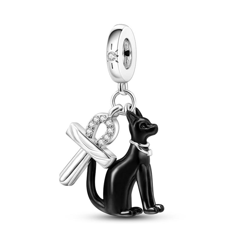 Copper Metal Black Cat Collection Charm Bead Components Bead Components Paw Print Pendant Bead Component Compatible With Authentic Original Do It