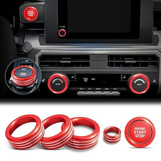 Decorative Ring Set for Toyota Tacoma ’24-'25: Fits Air Conditioning and Volume Knobs
