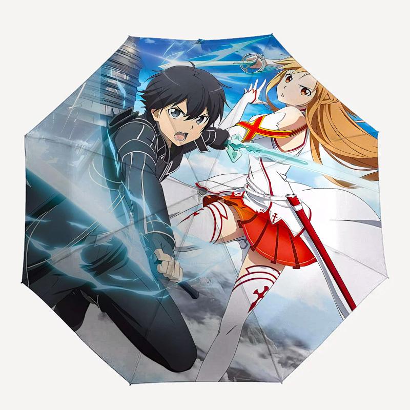 Sword Art Online Alicization Automatic Opening and Closing, 8 rib Structure Portable Umbrella, Suitable for Men and Women in All Seasons Pe