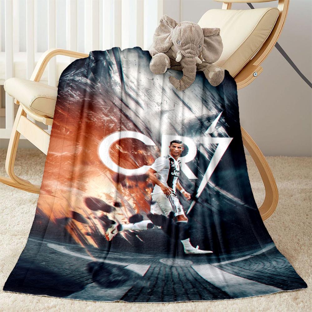 Ronaldo's Powerful Football Legend Cr7 Blanket Comfortable Perfect for Chair Sofa Office Four Seasons Multipurpose Digital Print
