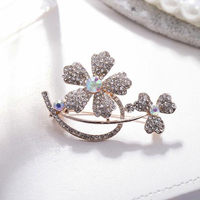 Temperament Color Wild Snowflake Pearl Micro Inlaid Rhinestone Brooch Jewelry Gift