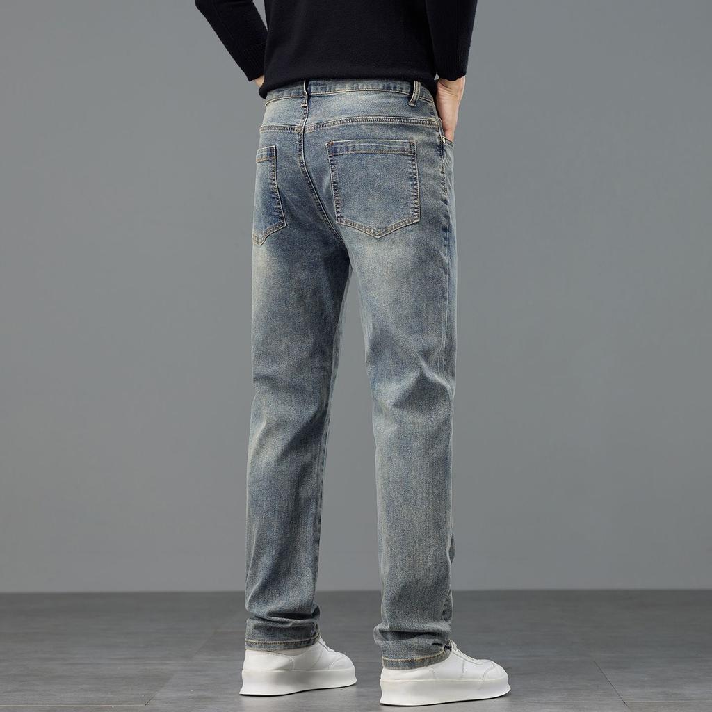 Autumn New Four-season Multi-color European Large Size Retro Blue Small Straight Jeans Men's Very Light Pants