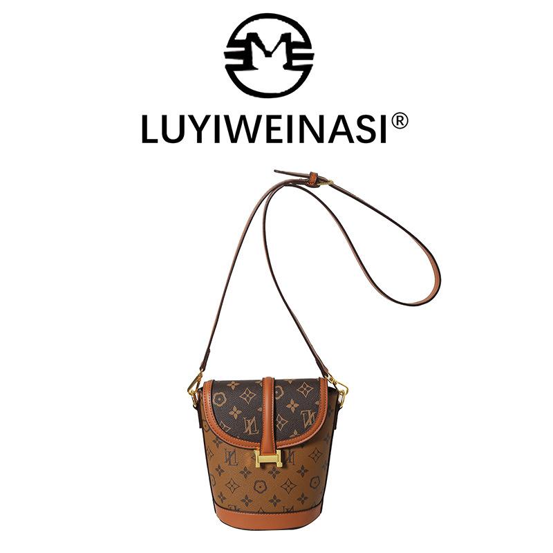 

Простая повседневная женская сумка, новая модель 2025 года, популярная в этом году сумка-ведро, женская сумка-мессенджер с ретро-принтом