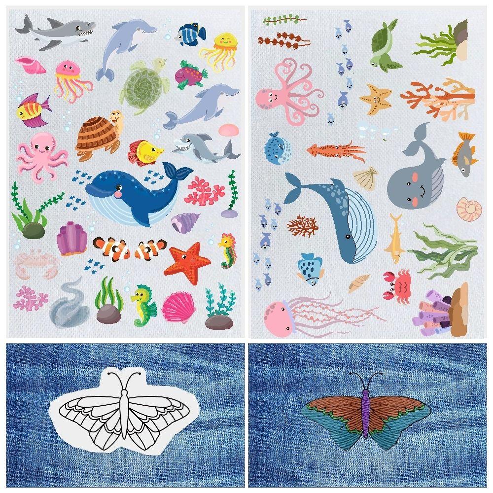 

2Sheets Flowers and Ocean Designs Stitching Embroidery Paper Beginners C-2Sheets