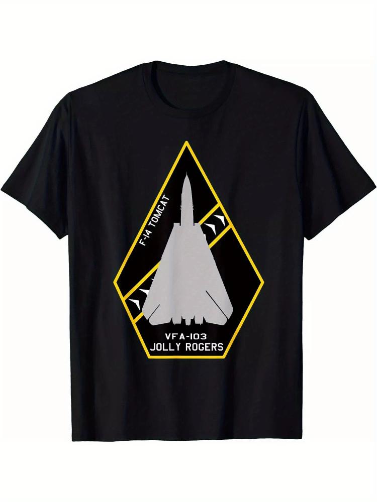 HEISS! F-14 Tomcat Vfa-103 Jolly Rogers Düsenflugzeug Aufnäher Muster -100% Baumwolle kurzärmlig Rundhals bedrucktes Herren-T-Shirt.