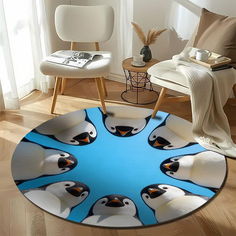Free Shipping "Playful Penguin Circle Rug for Kids' Rooms" Round Carpet for Home Sofa Bedroom,gift