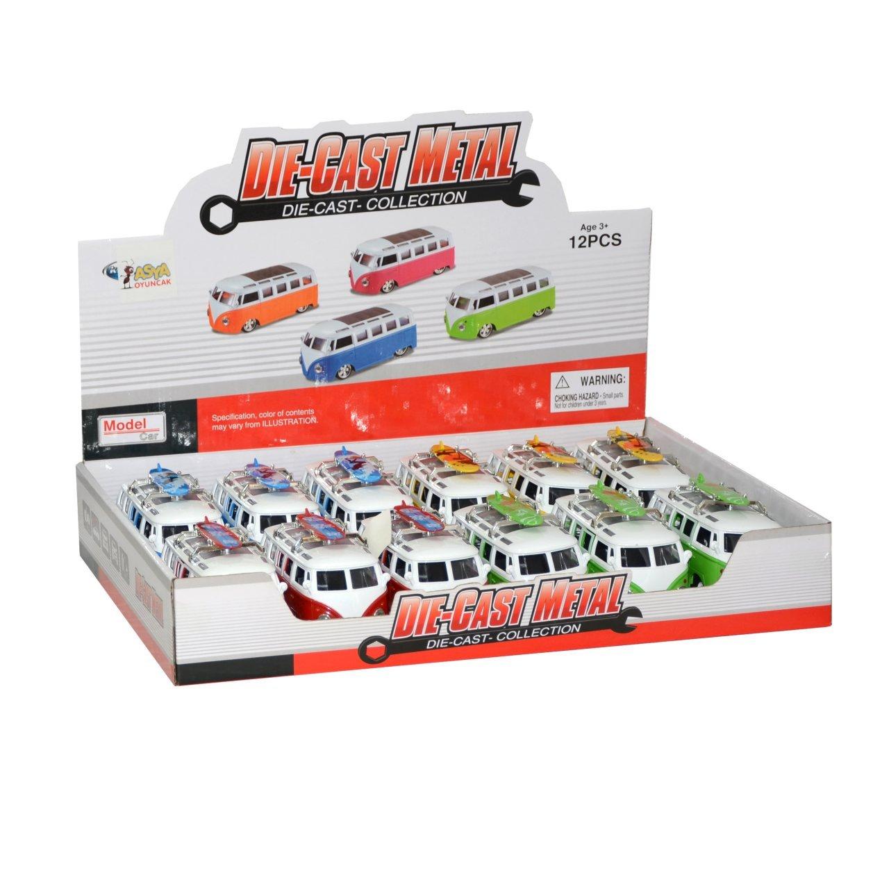

02062-FY8011S-12D Asya, Die Cast Sörf Minibüsü