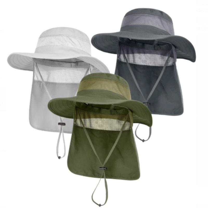 Men'S Sun Protection Hunting Hat Wide Brim Fishing Hiking Hat With Neck Guard Brim Suitable For Garden Work