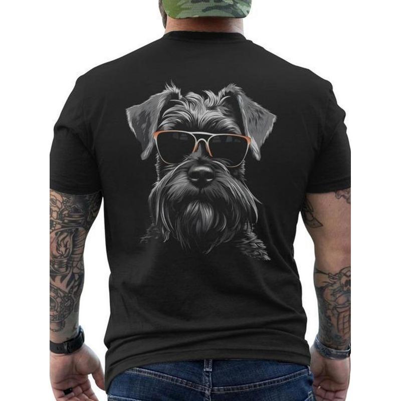 T-shirt da Uomo Amante del Miniature Schnauzer - Morbida Traspirante 100% Cotone Casual Girocollo Adatta per Essere Indossata Tutto l'Anno con Stampa Schnauzer in