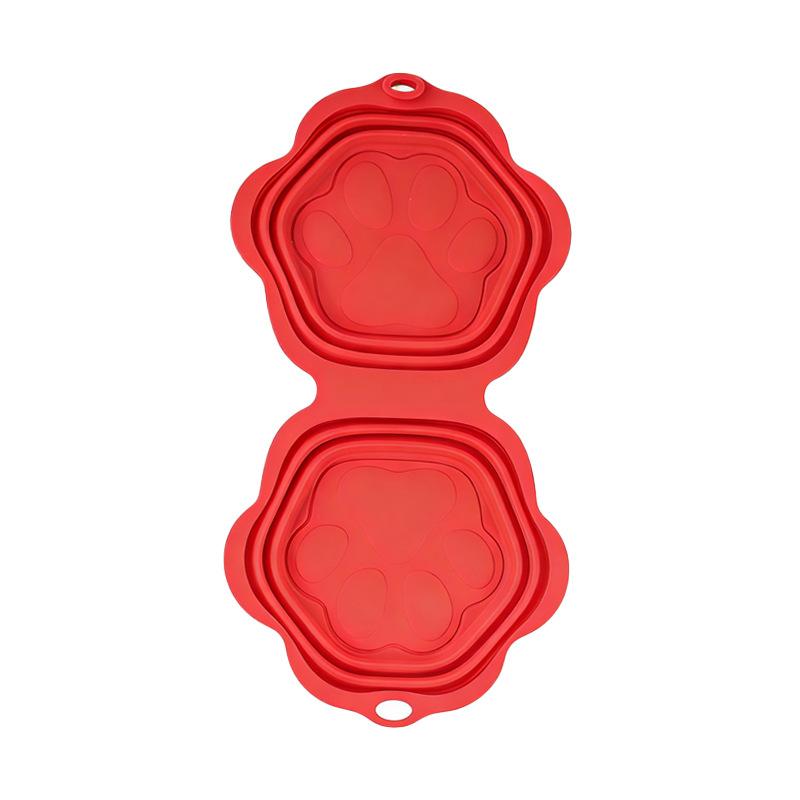 Dog Cat Folding Bowl Single Double Bowl Silicone Bowl Portable Bowl For Going Out Drinking And Feeding 2-In-1 Bowl Pet Supplies