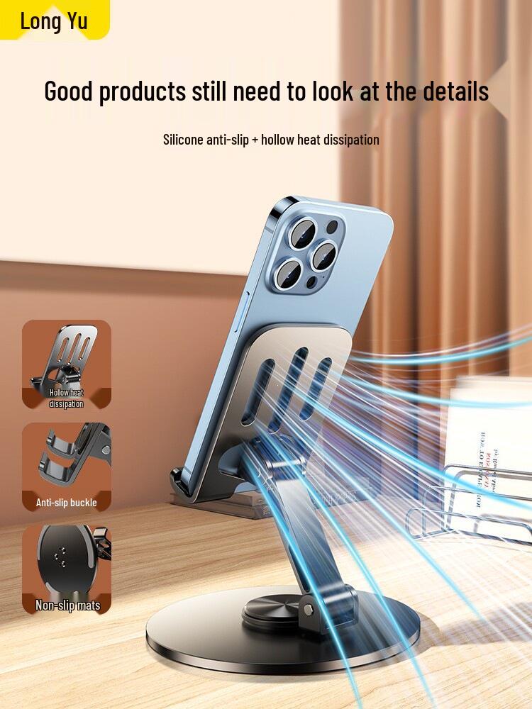 All-Metal 360° Rotating Phone & Tablet Stand for Desktop Streaming