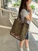 Korean Trendy Pink Leopard Print One-Shoulder Canvas Bag - Large Capacity, Versatile Women's Fashion Accessory for Commuting
