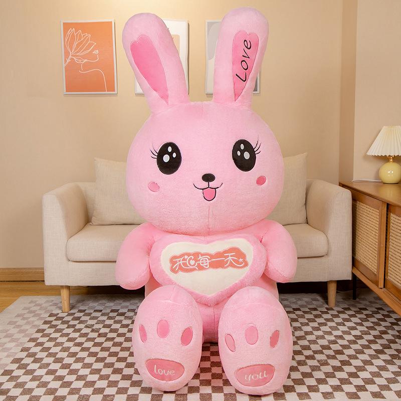 Large Love Rabbit Doll Plush Toy Pink Big Rabbit Doll Girl Bed Holding Sleeping Doll