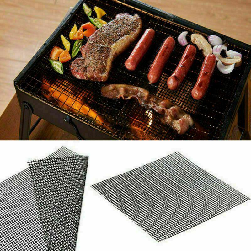 Bbq Grill Mat Mesh 2 Pcs Non Stick Teflon Cooking Grilling Sheet Liner Fish New