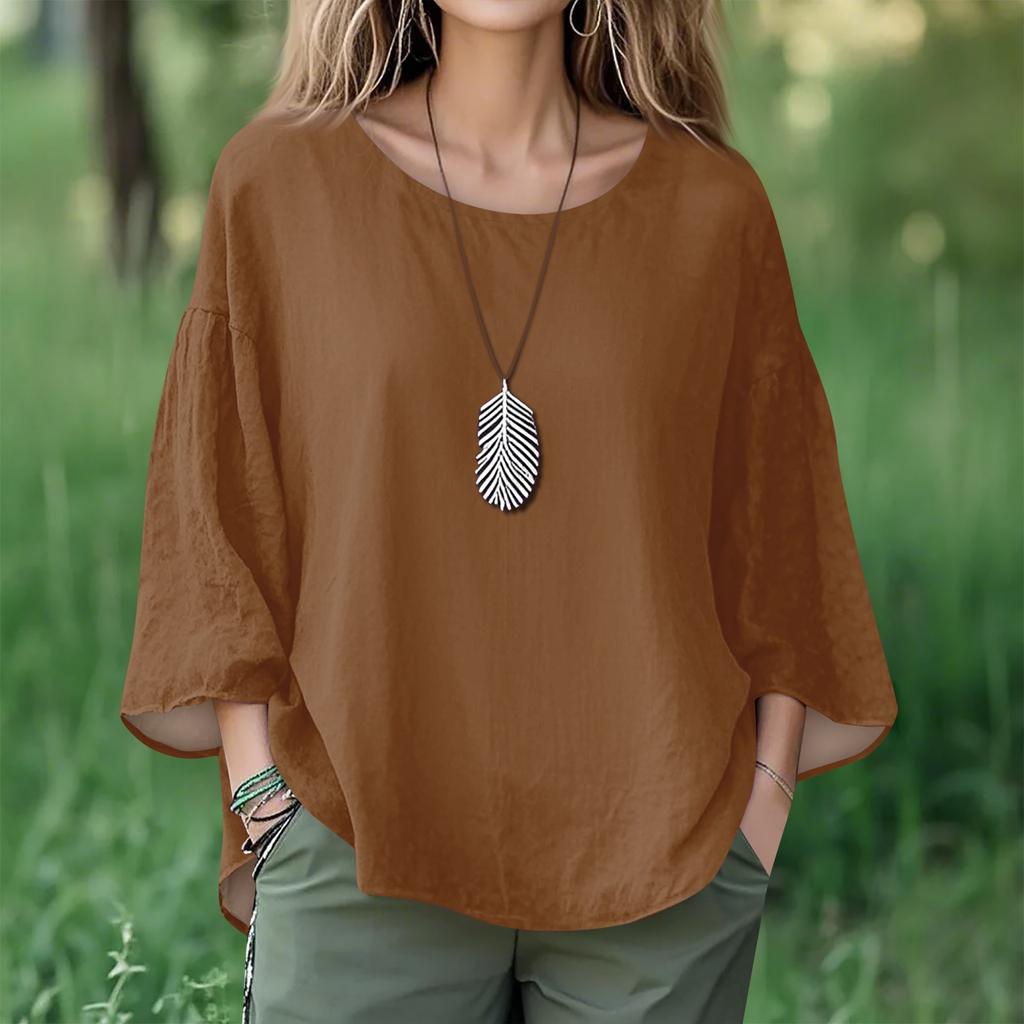 Summer Tops For Women Cute V Neck 3/4 Sleeve Blouses Floral Print Top Casual Shirts