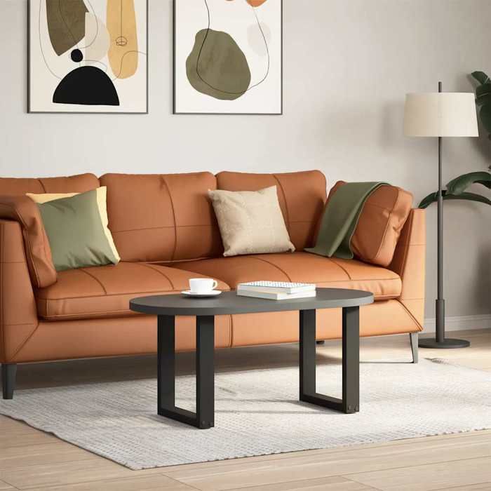 VidaXL Pieds de table basse en U 2 pièces Noir 38 x (42-43) cm Acier 4013152