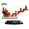 Levitating Santa Claus Tabletop Decor Floating Sleigh Centerpiece Magnetic Levitation Flying Ornament with LED Modern Xmas for Desktops Light,