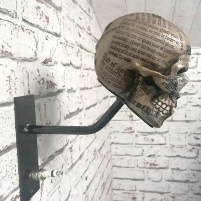 Držák na lebku pro motocyklovou helmu a bundu Kreativní cool držák na motocyklovou helmu v podobě lebky Nástěnný závěs na helmu v podobě lebky pro dospělé