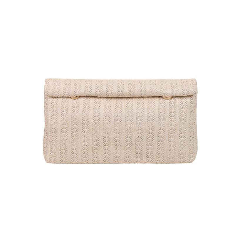 

Large capacity new temperament fashionable design foreign style solid color straw woven texture hand envelope women s bag бежевый