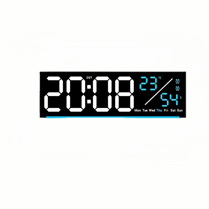 Large Digital Wall Clock with Mood Light TEMP Date Week 2 Alarm Auto Dimming Count-up Countdown Table Clock 12/24H DST LED Clock