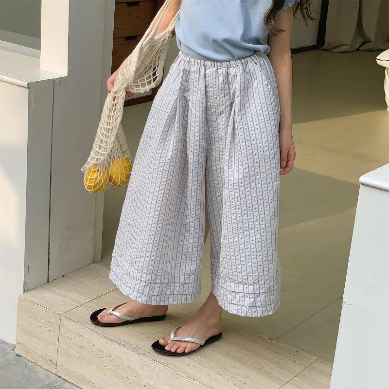 Mädchen Sommer Leinen Mückenschutz Caprihosen Koreanischer Stil Atmungsaktiv Elastischer Bund Kleinkind Kinder Outdoor Kleidung