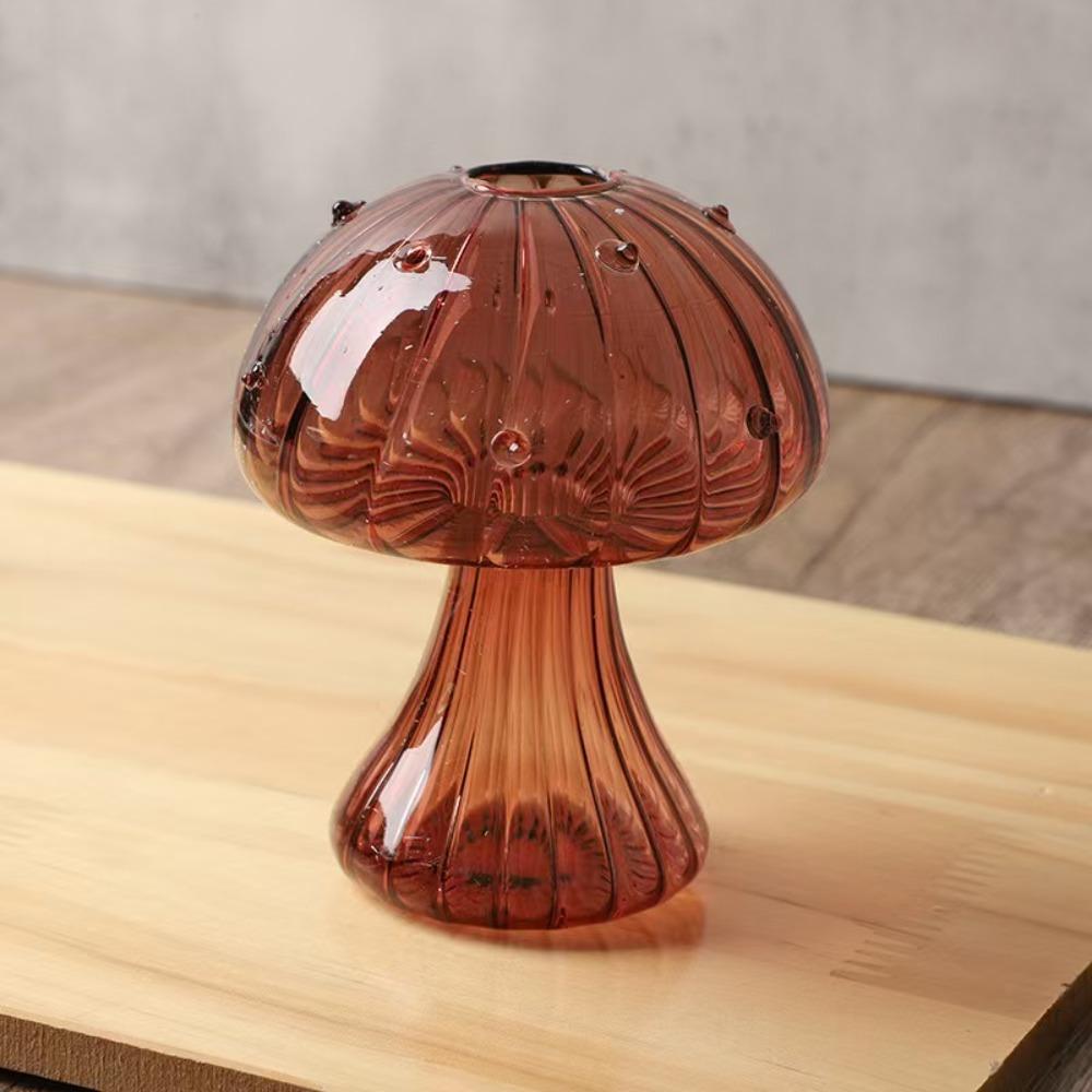Simple Hydroponic Flower Bottle Mushroom Transparent Aromatherapy Bottle Glass Glass Vase Flower