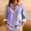 Ladies' Loose And Comfortable Cardigan 3D Floral Print Long Sleeved Multi Button Shirt Top