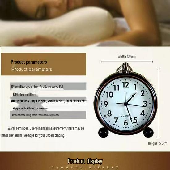 Retro Silent Alarm Clock - Vintage Desktop Decor for Bedroom or Dormitory