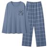 Men's Plus Size Pure Cotton Long-Sleeve Pajamas - Spring & Autumn Style for All Ages